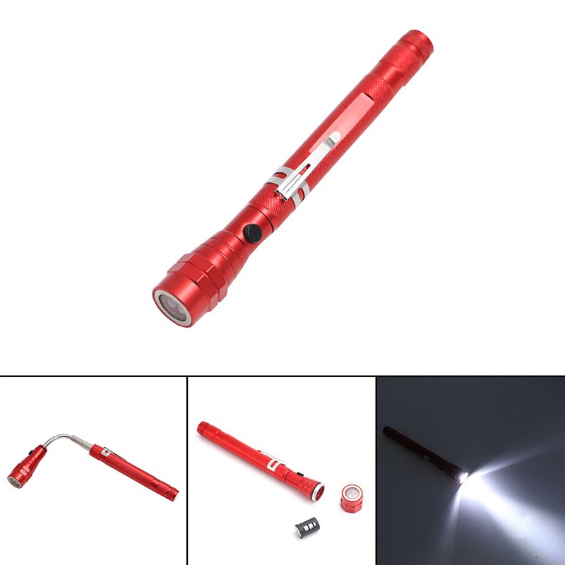 GM10018+Telescopic Flexible Torch 3 LED Magnetic Light Pick Up Tool Multifunctional flashlight With Clip Magnet