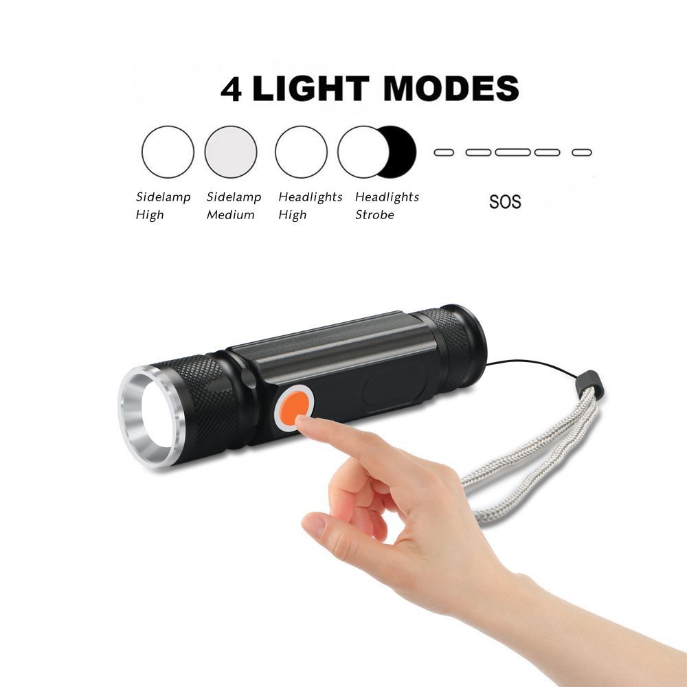 GM10799+T6 torch Side COB light design flashlight tail magnet recharge flashlight