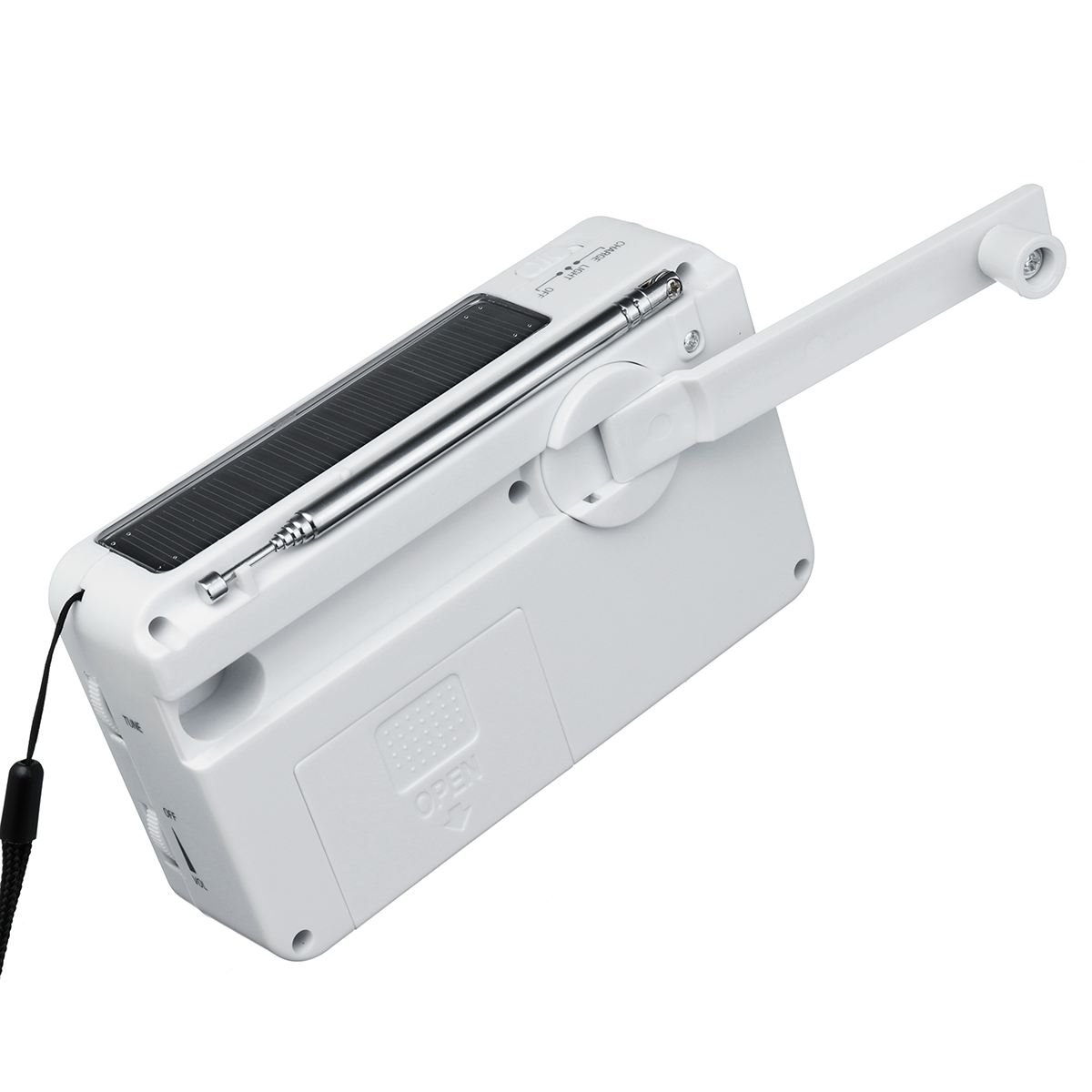 GM11195+mergency Charger Flashlight Hand Crank Generator Solar Powered FMAM Radio Charger LED Wind up Flashlight